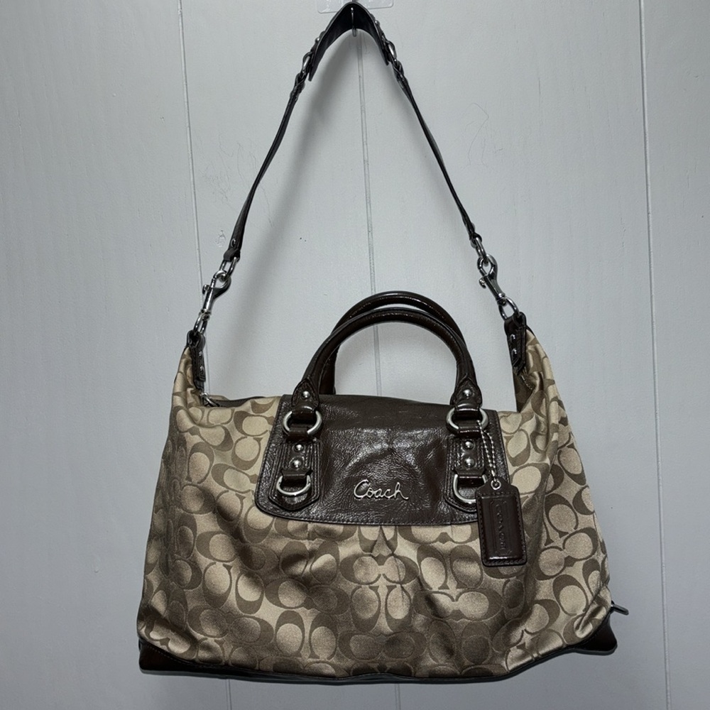 Coach Ashley Large Signature Sateen Satchel Handbag - Picture 9 of 11